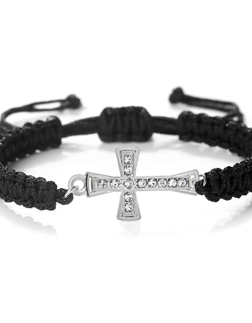 Load image into Gallery viewer, Red Thread Crystal Cross Bracelet - Christian Prayer &amp; Meditation Jewelry
