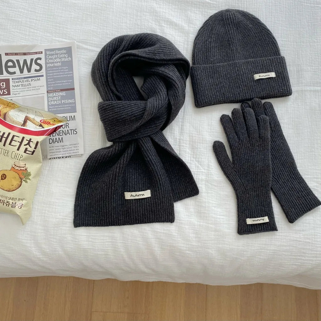 Women's Knitted Hat, Scarf &amp; Glove Set - Warm Winter Accessories