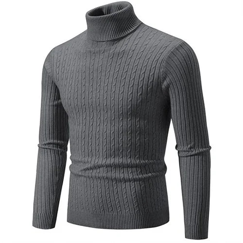 Men's Turtleneck Sweater 2025 - Solid Colour Casual Pullover Top
