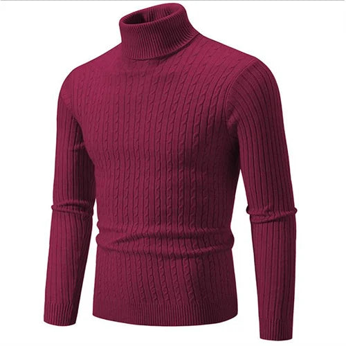 Men's Turtleneck Sweater 2025 - Solid Colour Casual Pullover Top