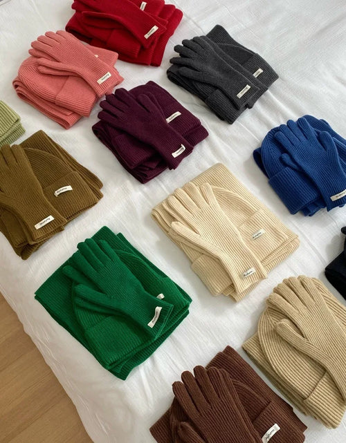 Load image into Gallery viewer, Women's Knitted Hat, Scarf &amp; Glove Set - Warm Winter Accessories
