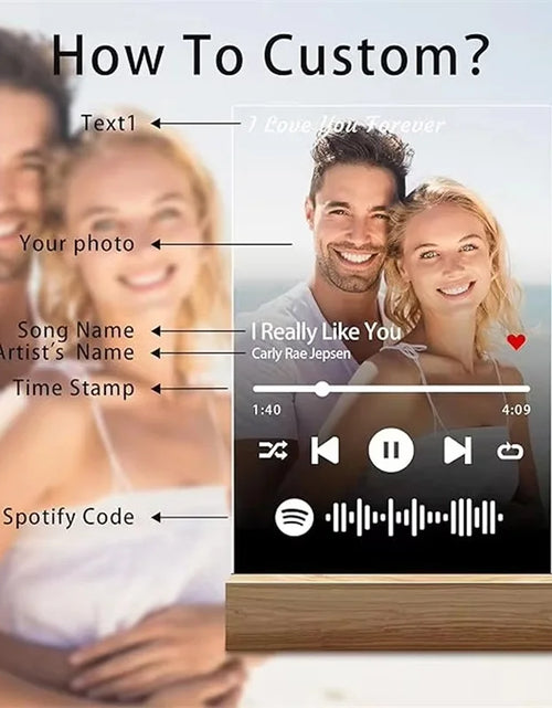 Load image into Gallery viewer, Custom Spotify Plaque - Personalized Photo Song Gift for Couples
