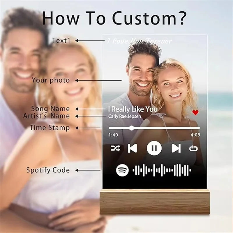 Custom Spotify Plaque - Personalized Photo Song Gift for Couples