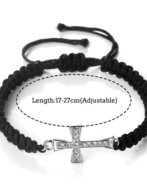 Load image into Gallery viewer, Red Thread Crystal Cross Bracelet - Christian Prayer &amp; Meditation Jewelry
