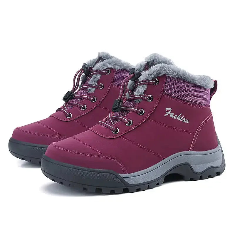 Women's Warmed Trekking Shoes - Insulated Hiking Sneakers Wide Fit