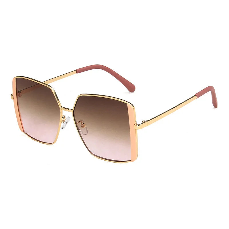 Women's Vintage Square Frame Sunglasses - Large Elegant Fashion Eyewear