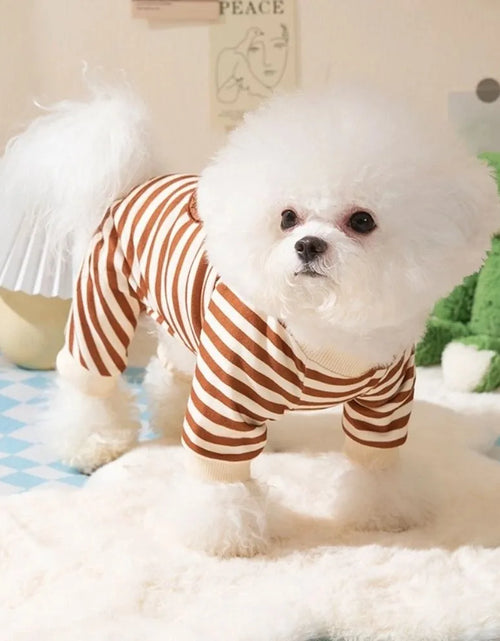Load image into Gallery viewer, Kawaii Pet Pajamas - Striped Winter Jumpsuit for Small Dogs
