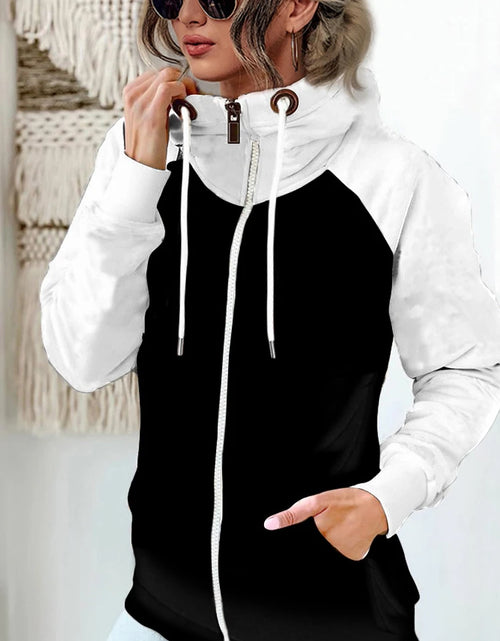 Load image into Gallery viewer, Women's Plus Size Winter Hoodie - Contrast Color Zipper Coat
