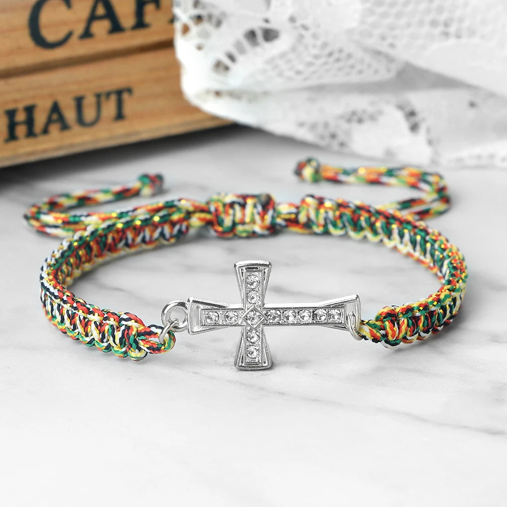 Red Thread Crystal Cross Bracelet - Christian Prayer &amp; Meditation Jewelry