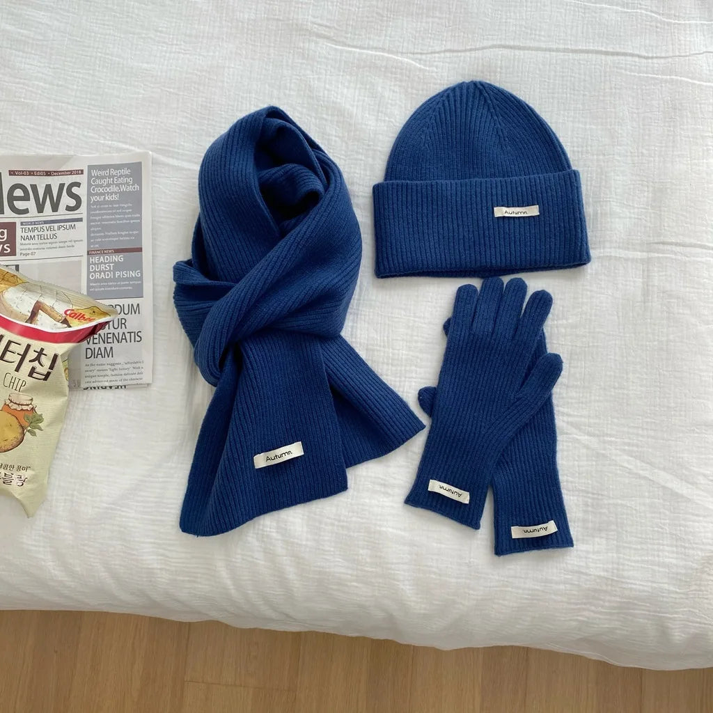 Women's Knitted Hat, Scarf &amp; Glove Set - Warm Winter Accessories
