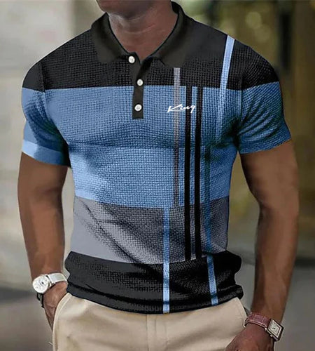 Men's Polyester Polo Shirt - Casual Solid Color Short Sleeve Summer Top