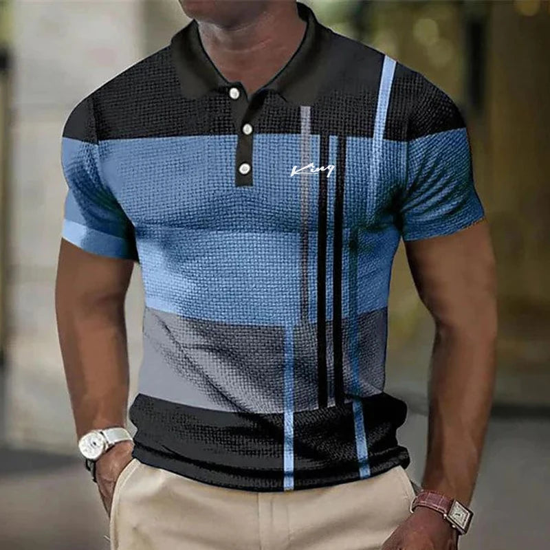 Men's Polyester Polo Shirt - Casual Solid Color Short Sleeve Summer Top