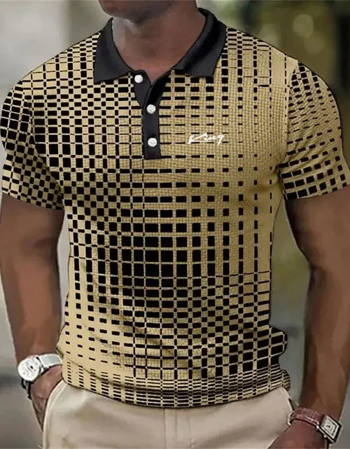 Load image into Gallery viewer, Man wearing a patterned polo shirt with a blurred background
