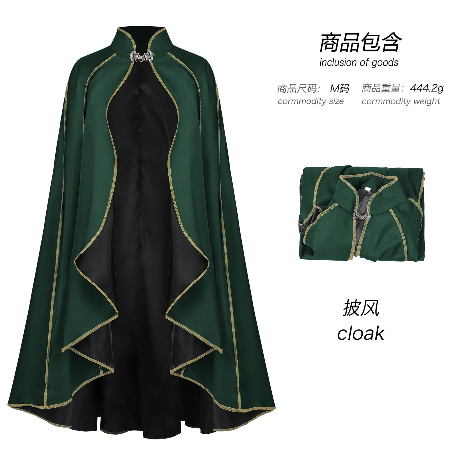 Medieval Wizard Cloak - Green Cosplay Robe for Halloween &amp; Parties