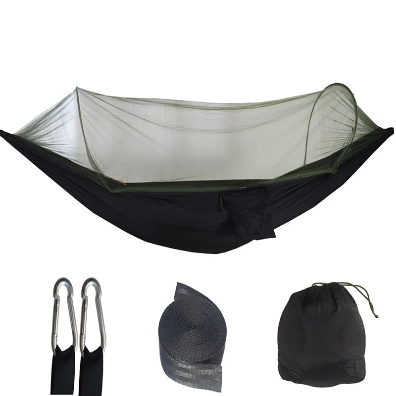Outdoor Camping Hammock with Mosquito Net - Lightweight Parachute Fabric