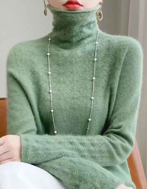 Load image into Gallery viewer, Women's 100% Merino Wool Pullover Sweater - High Neck Winter Sweater
