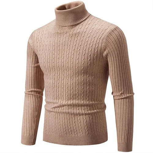 Men's Turtleneck Sweater 2025 - Solid Colour Casual Pullover Top
