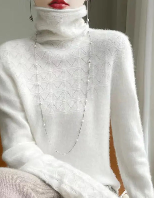 Load image into Gallery viewer, Women's 100% Merino Wool Pullover Sweater - High Neck Winter Sweater
