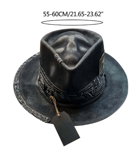 Black Gothic Cowboy Hat - Skull Halloween Party Festival Headwear