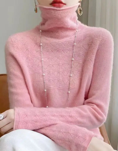 Load image into Gallery viewer, Women's 100% Merino Wool Pullover Sweater - High Neck Winter Sweater
