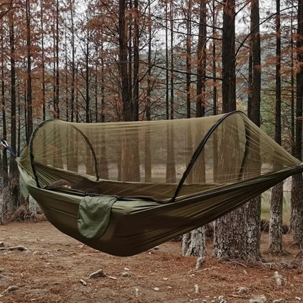 Outdoor Camping Hammock with Mosquito Net - Lightweight Parachute Fabric