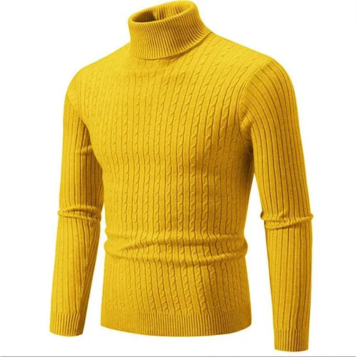 Men's Turtleneck Sweater 2025 - Solid Colour Casual Pullover Top