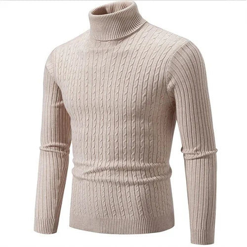 Men's Turtleneck Sweater 2025 - Solid Colour Casual Pullover Top
