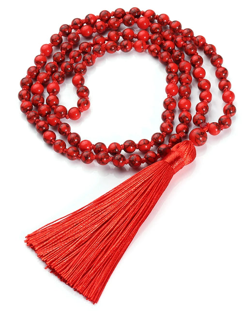 Load image into Gallery viewer, 08 Bead Red Turquoise Japamala Necklace - Buddhist Prayer Mala Jewelr
