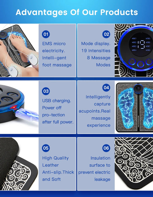 Load image into Gallery viewer, Electric EMS Foot Massager Pad - Pain Relief &amp; Blood Circulation Mat
