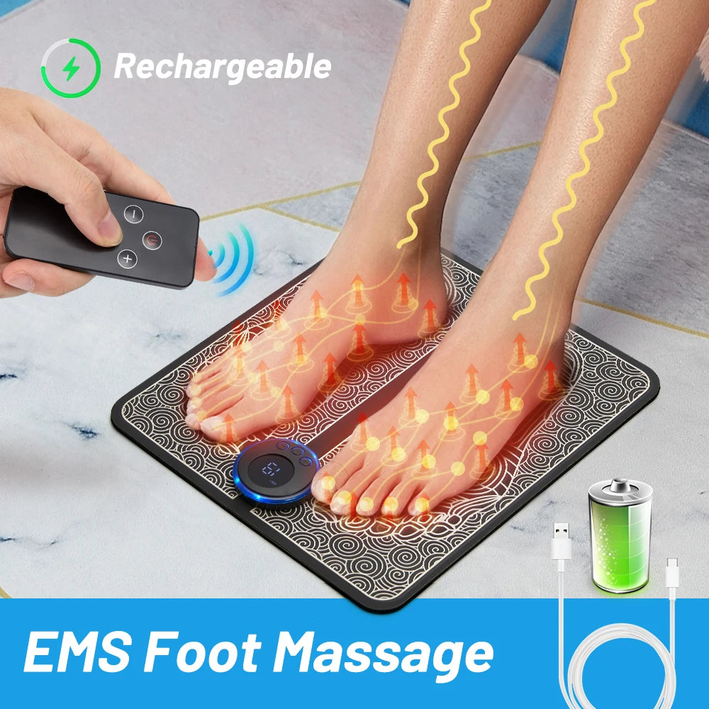 Electric EMS Foot Massager Pad - Pain Relief &amp; Blood Circulation Mat