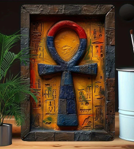 Vibrant Ankh Metal Wall Art - Colorful Egyptian Key of Life Home Decor