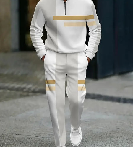 3D Printed Tracksuit Set - Half Zip Sweatshirt & Pants