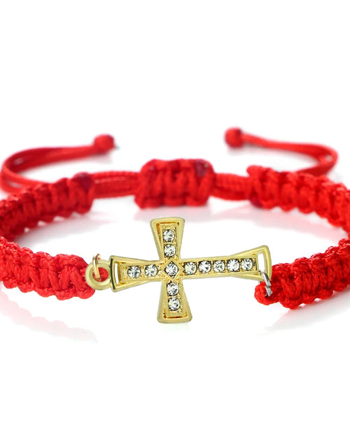 Load image into Gallery viewer, Red Thread Crystal Cross Bracelet - Christian Prayer &amp; Meditation Jewelry
