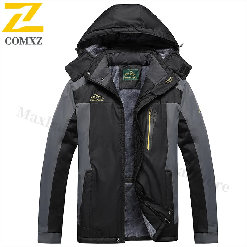 Men's Thermal Fleece-Lined Waterproof Windproof Mountaineering Parka with Graphene Heating