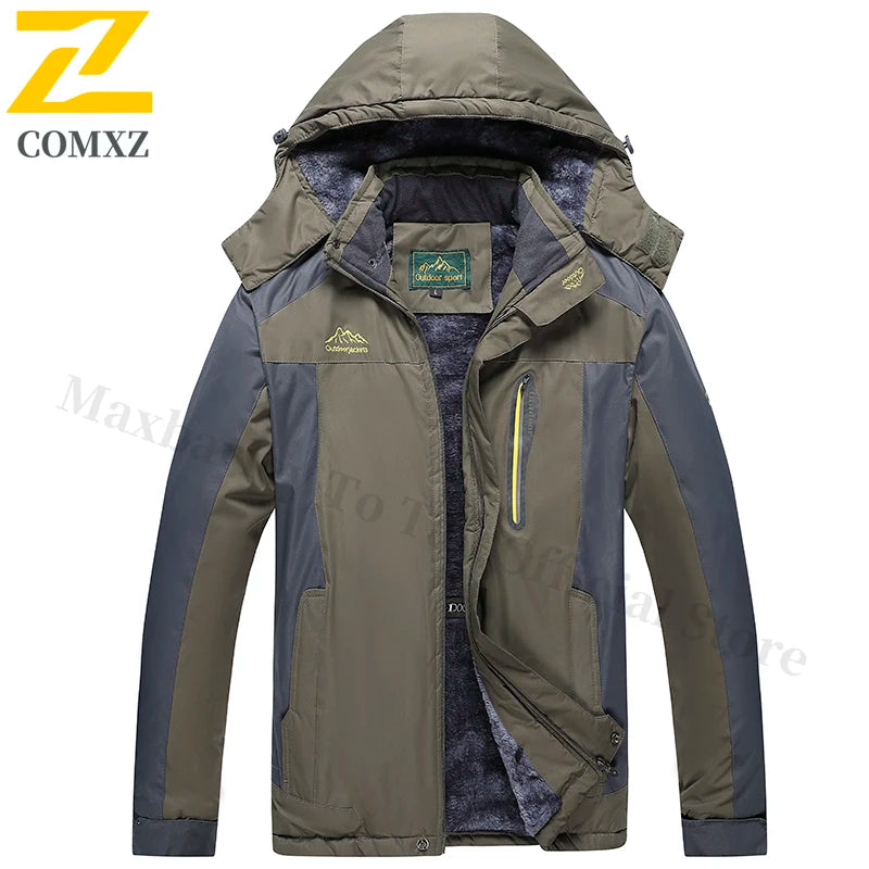 Men's Thermal Fleece-Lined Waterproof Windproof Mountaineering Parka with Graphene Heating
