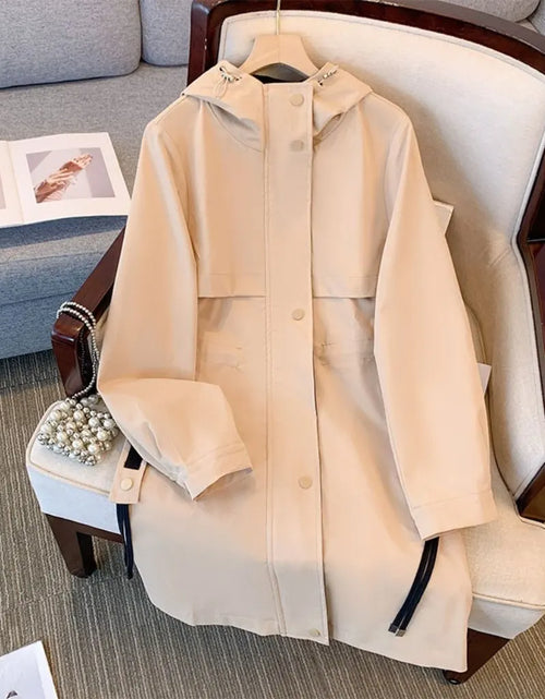 Load image into Gallery viewer, plus Size Women's Hooded Windbreaker Jacket 60-175 Kg Casual Rustic Long Fall/Winter Fashion Outerwear
