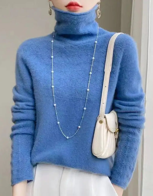 Load image into Gallery viewer, Women's 100% Merino Wool Pullover Sweater - High Neck Winter Sweater
