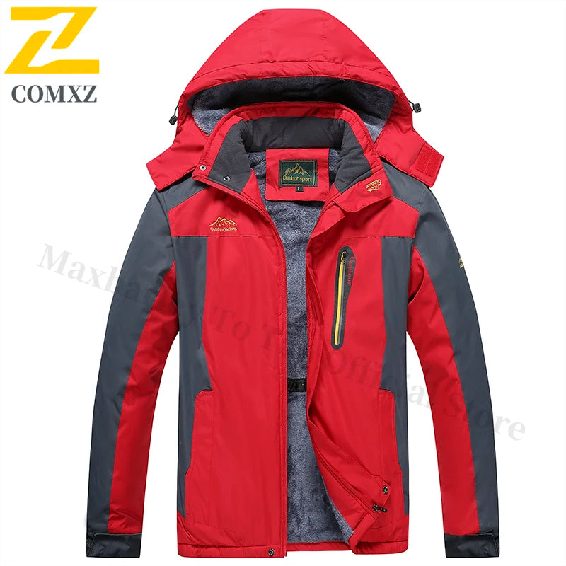 Men's Thermal Fleece-Lined Waterproof Windproof Mountaineering Parka with Graphene Heating