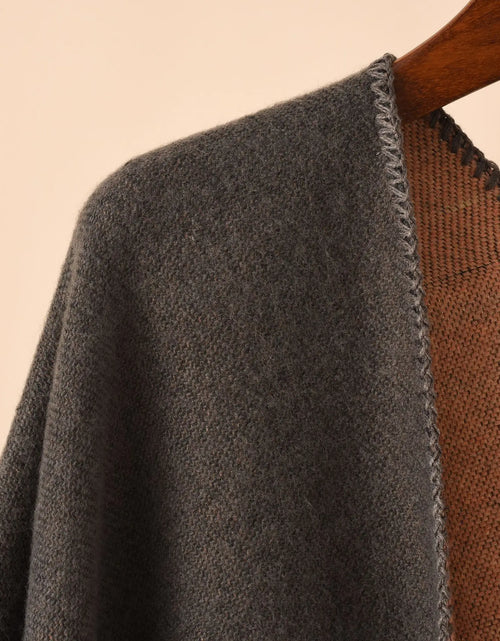 Load image into Gallery viewer, Women's Winter Plaid Poncho Cape - Oversized Cashmere Pashmina Shawl
