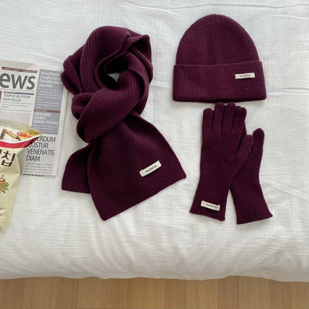Women's Knitted Hat, Scarf &amp; Glove Set - Warm Winter Accessories