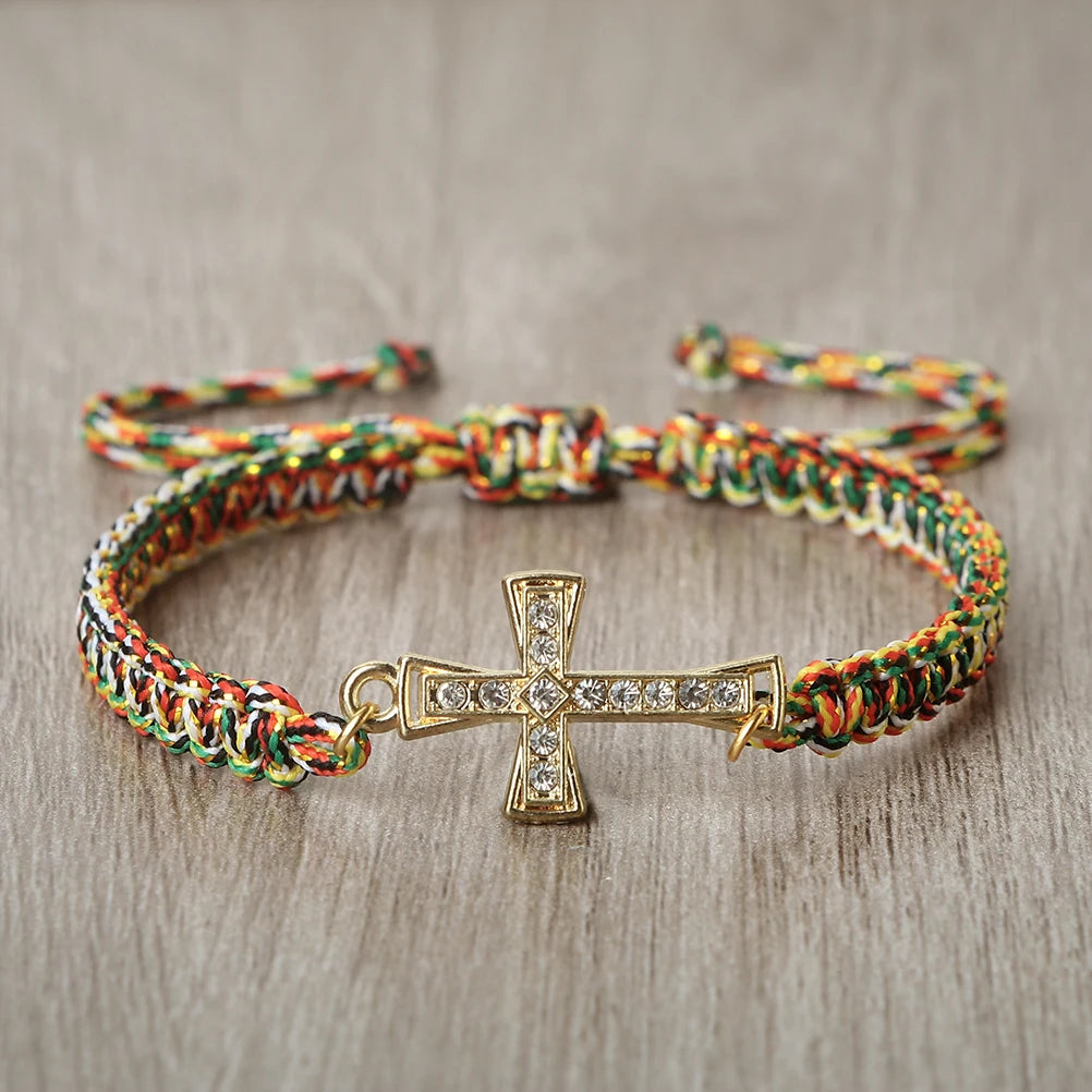 Red Thread Crystal Cross Bracelet - Christian Prayer &amp; Meditation Jewelry