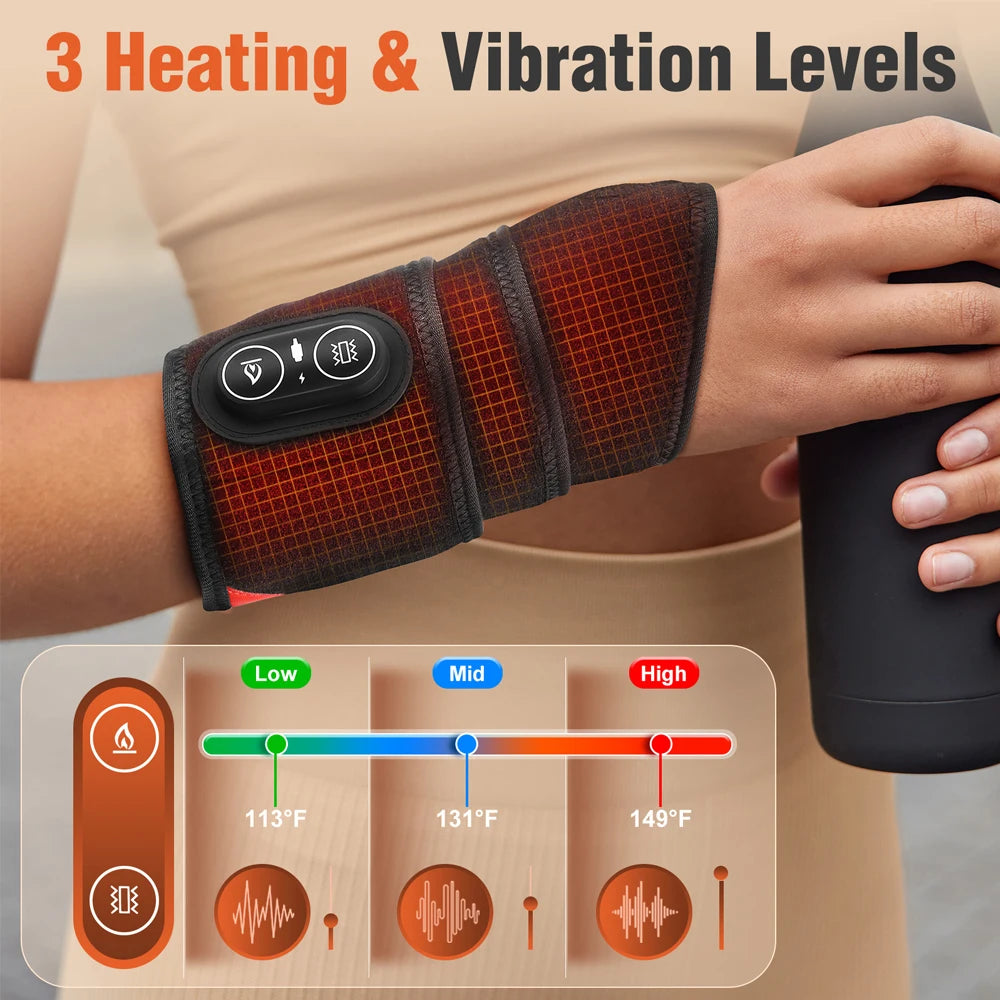 Vibration Hand Massager with Red Light Therapy - Wrist Knee Neck Warme