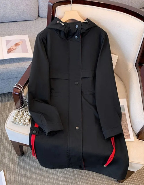 Load image into Gallery viewer, plus Size Women's Hooded Windbreaker Jacket 60-175 Kg Casual Rustic Long Fall/Winter Fashion Outerwear
