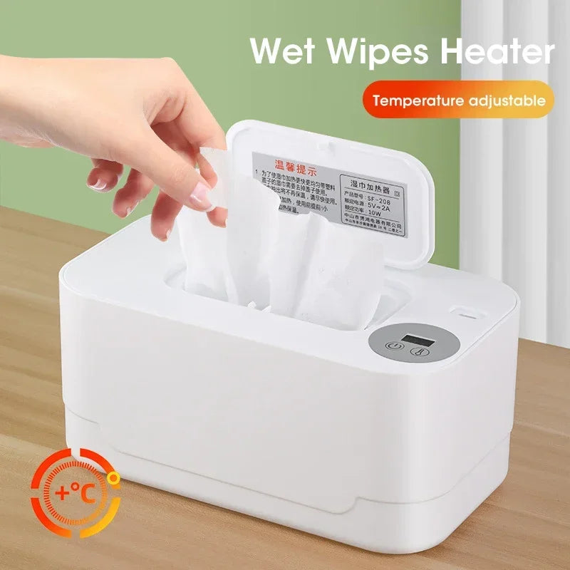 Portable Baby Wipe Warmer 2-in-1 Heated Towel Dispenser with LED Display Heating Box for Home Car Travel Accessories