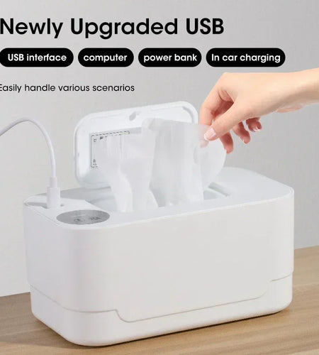 Portable Baby Wipe Warmer 2-in-1 Heated Towel Dispenser with LED Display Heating Box for Home Car Travel Accessories
