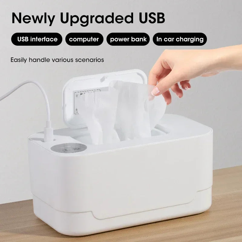 Portable Baby Wipe Warmer 2-in-1 Heated Towel Dispenser with LED Display Heating Box for Home Car Travel Accessories
