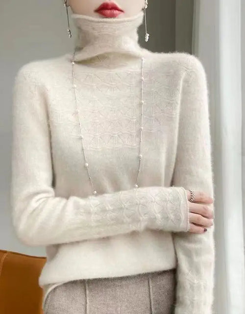 Load image into Gallery viewer, Women's 100% Merino Wool Pullover Sweater - High Neck Winter Sweater
