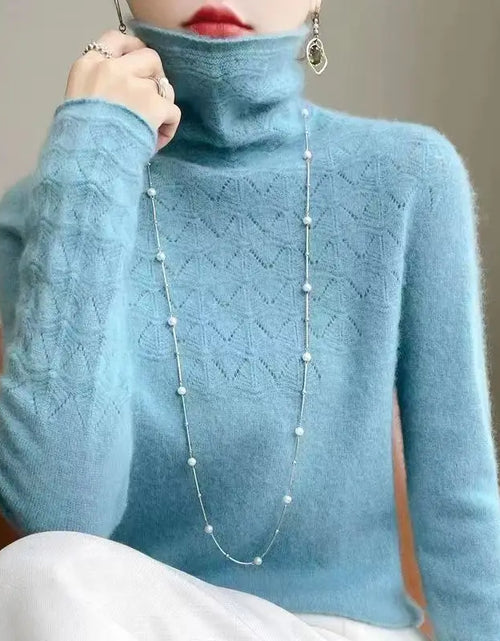 Load image into Gallery viewer, Women's 100% Merino Wool Pullover Sweater - High Neck Winter Sweater
