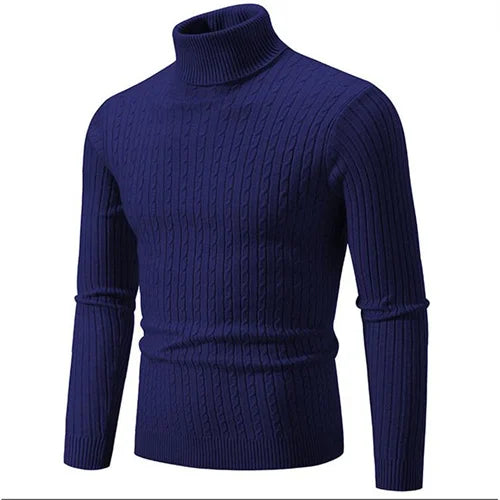 Men's Turtleneck Sweater 2025 - Solid Colour Casual Pullover Top
