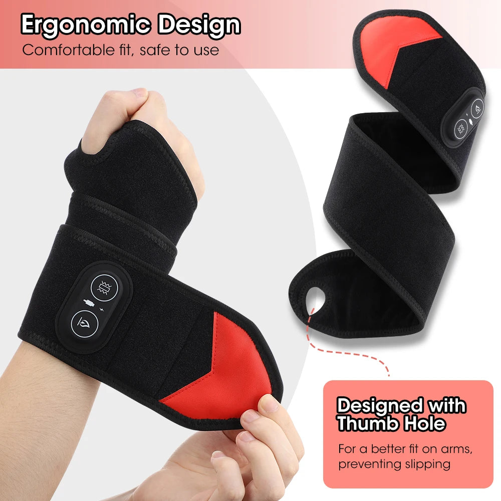 Vibration Hand Massager with Red Light Therapy - Wrist Knee Neck Warme